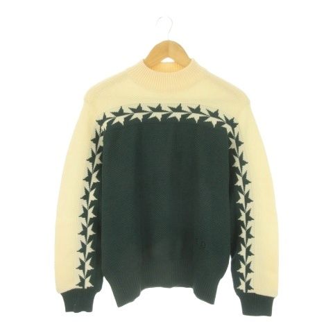 クリスチャンディオール Christian Dior SPORTS ニット セーター ウール L 緑 グリーン スター柄 ハイネック 長袖 4E2L82O /CK5 ■ECD005