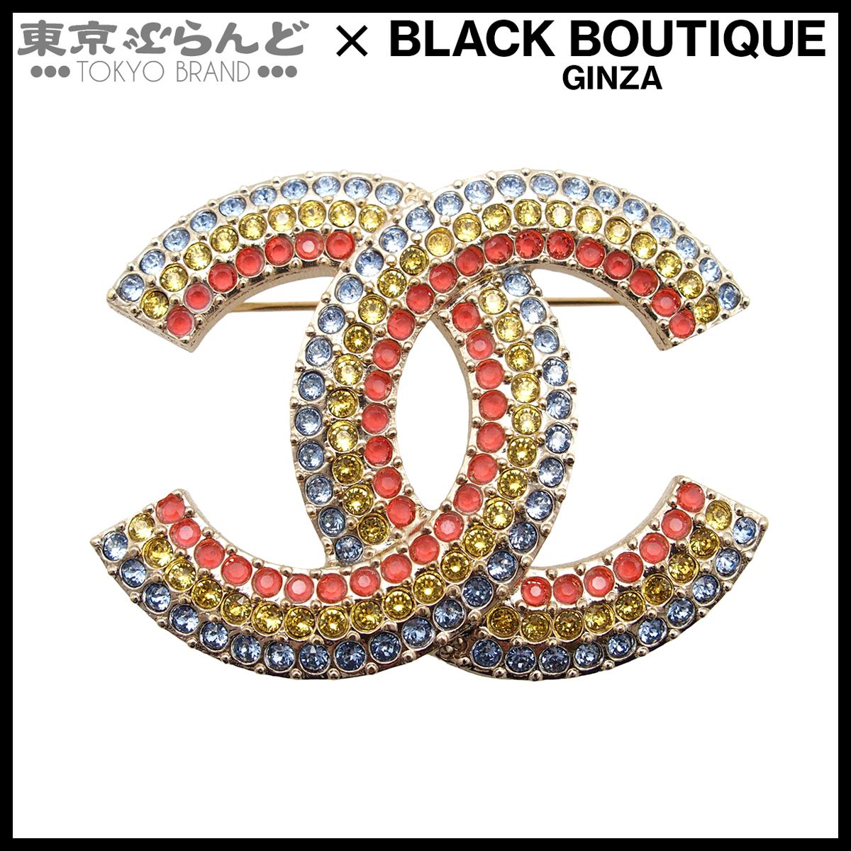 シャネル CHANEL ブローチ ライトゴールド メタル ココマーク ラインストーン コスチュームジュエリー A23C ブローチ レディース 101859657
