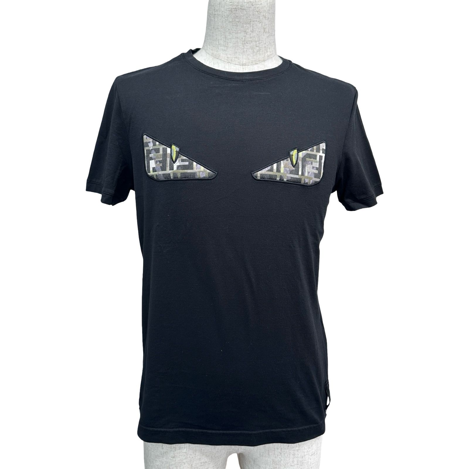 フェンディ FENDI バグズアイTシャツ FY0894 ブラック コットン メンズ 