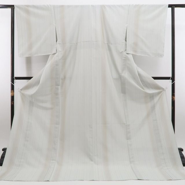 新品・夏牛首紬】紗紬 縦縞 お仕立て上がり品 夏着物 証紙付 白山工房 