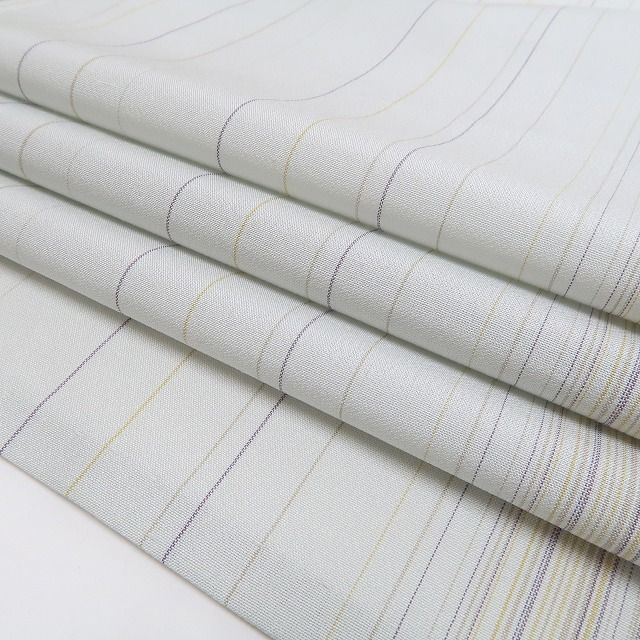 新品・夏牛首紬】紗紬 縦縞 お仕立て上がり品 夏着物 証紙付 白山工房 