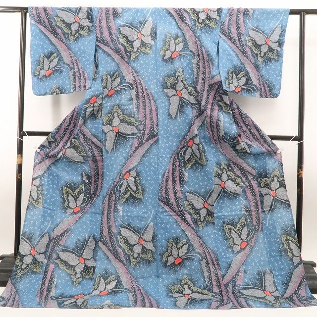 新品・浴衣】有松鳴海絞り 蝶 夏着物 綿 仕付け糸付 tomihisa“空を舞う