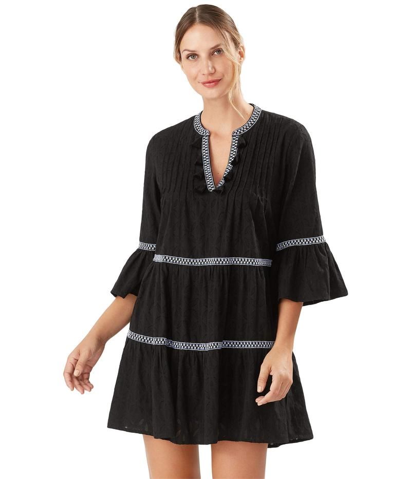 トッミーバハマ レディース トップス ワンピース コットン Tommy Bahama Cotton Clip Embellished Tier Dress Black ブラック