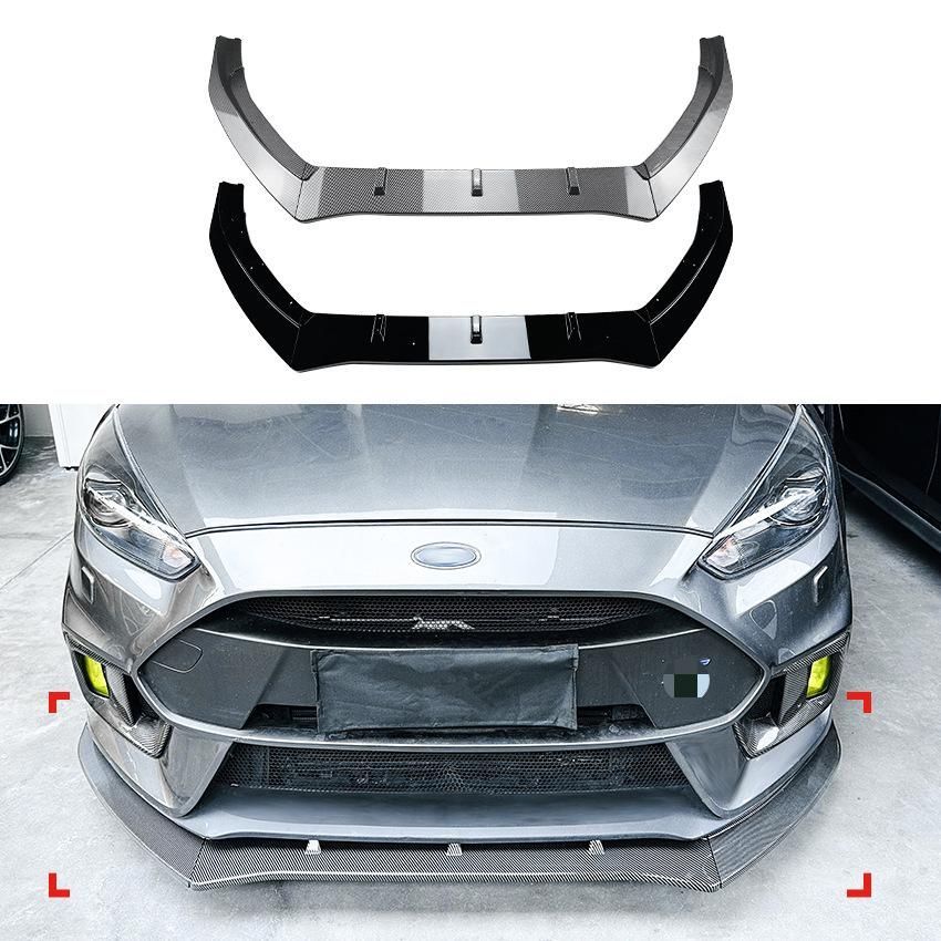 【送料無料】フォード Ford フォーカス Focus RS MK3 2015-2018対応 フロントリップスポイラー フロントアンダースポイラー ABS製 ピアノブラック カーボン調 傷防止 保護 フィット感向上 高級感 スポーティー スタイリッシュ