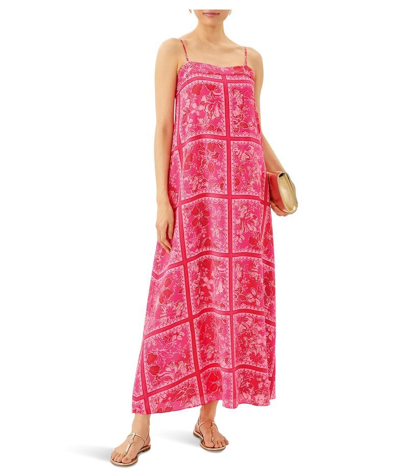 リリーピュリッツァー レディース トップス ワンピース シルク マキシ Lilly Pulitzer Jesslyn Silk Maxi Slip Dressun Shell Pink Big Par