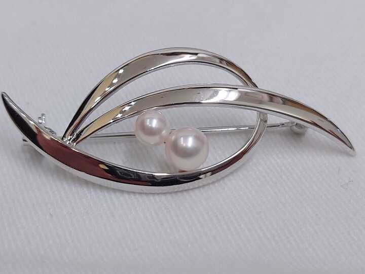 MIKIMOTO ミキモト ブローチ あこや 真珠 パール 5.5 4.5mm MS刻印