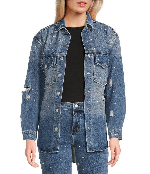 シグネチャーエイト レディース アウター ジャケット・ブルゾン Signature 8 Boyfriend Truckerhinestone Jacket Blue ブルー