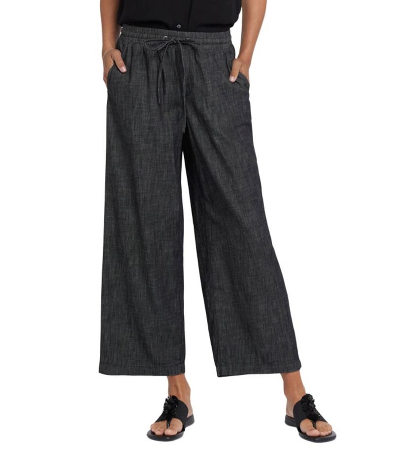 エヌワイディージェイ レディース ボトムス カジュアルパンツ ワイドレッグ プチ パンツ NYDJ Petite Size Jayne Wide Leg PullOn Pants Black Rins