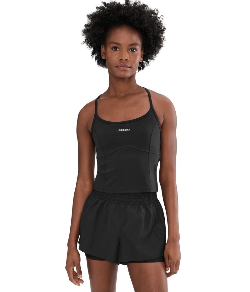 ブルックス レディース トップス シャツ Brooks Movement Builtin Bra Tank Black ブラック