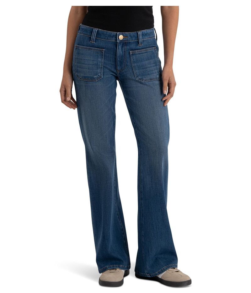 カットフロムザクロス レディース ボトムス デニムパンツ KUT from the Kloth Ana Highrise Flare With Patch Pockets Regular Hem Ap