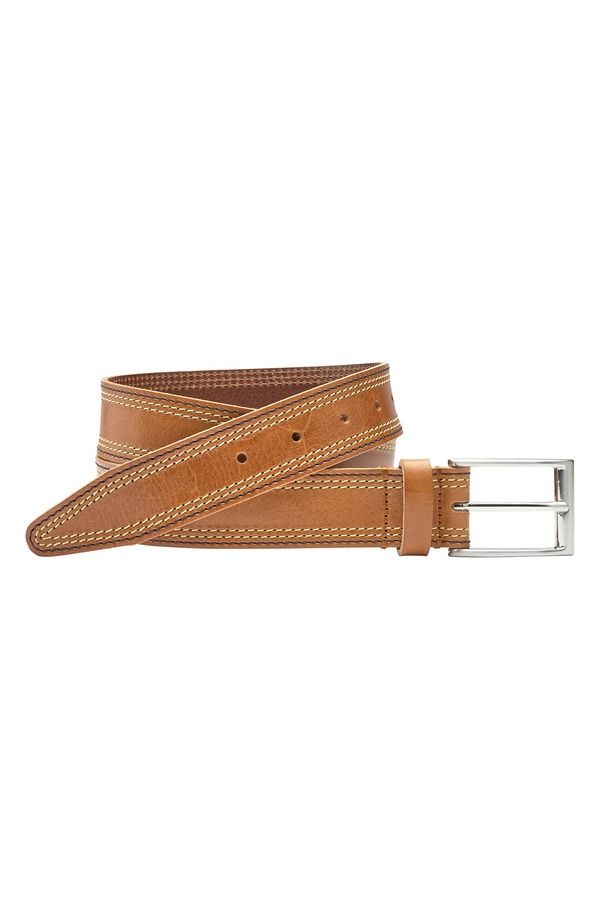 ジョンストンアンドマーフィー メンズ アクセサリー ベルト コントラスト レザー Johnston Murphy Triple Contrastitch Leather Beltan タン