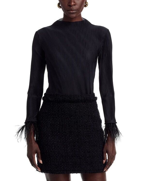 ボス レディース トップス シャツ BOSS Efedera Feather Cuff Top Black ブラック