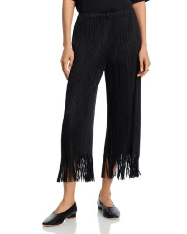 プリーツ プリーズ イッセイ ミヤケ レディース ボトムス カジュアルパンツ フリンジ PLEATS PLEASE ISSEY MIYAKE Fringe Trim Wave Pants Black