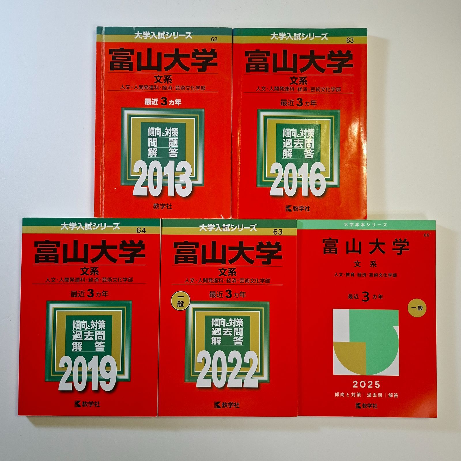 【75】【５冊】富山大学　文系　書込みなし　2013 2016 2019 2022 2025　教学社　赤本