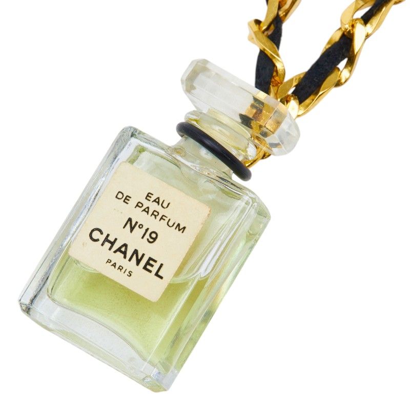 シャネル No.19 パフュームボトル チェーン ペンダント ネックレス ゴールド メッキ プラスチック レディース CHANEL【1-0274457】