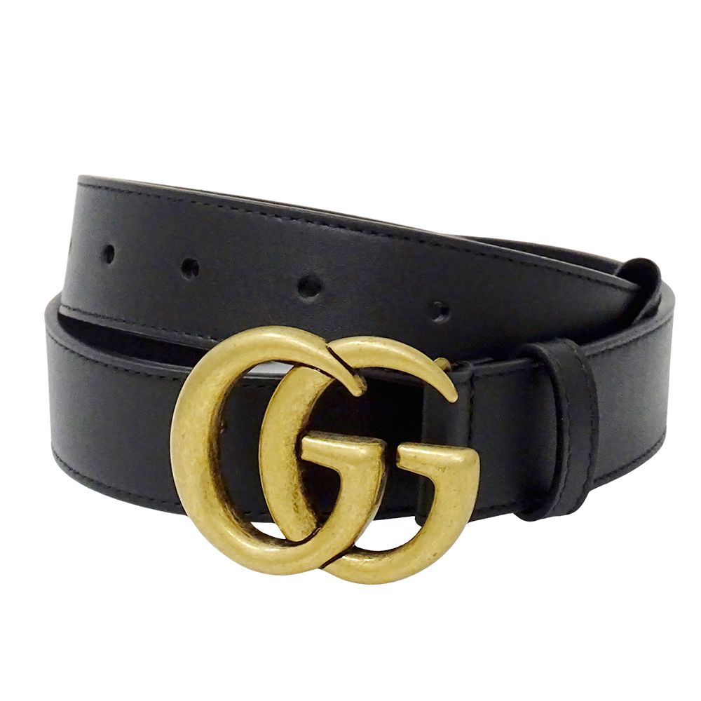 グッチ GUCCI ベルト メンズ ブランド レザー GGマーモント ダブルG ベルト ブラック ゴールド金具 414516 サイズ75・30 おしゃれ かっこいい 【中古】