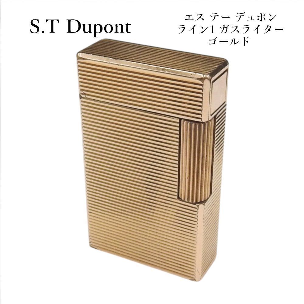S.T Dupont エス テー デュポン ライン1 ゴールド 20u ガスライター ロング 柄物 【着火確認済み】