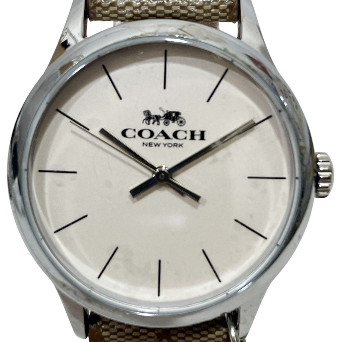 コーチ COACH 腕時計 総重量約26.6g SS 本革 クオーツ ホワイト文字盤 CA.117.7.112.1534 レディース