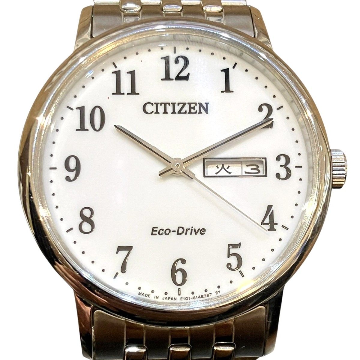 シチズン CITIZEN 腕時計 総重量約95g SS SS 電波ソーラー ホワイト文字盤 E101-S107261 メンズ
