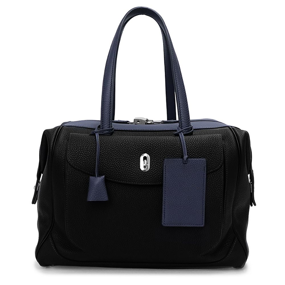 エルメス ワラゴ キャビン 35 トゴ Noir ノワール ブラック Blue nuit ブルーニュイ O刻印 ボストン ハンドバッグ レザー シルバー金具 HERMES（未使用　展示品）