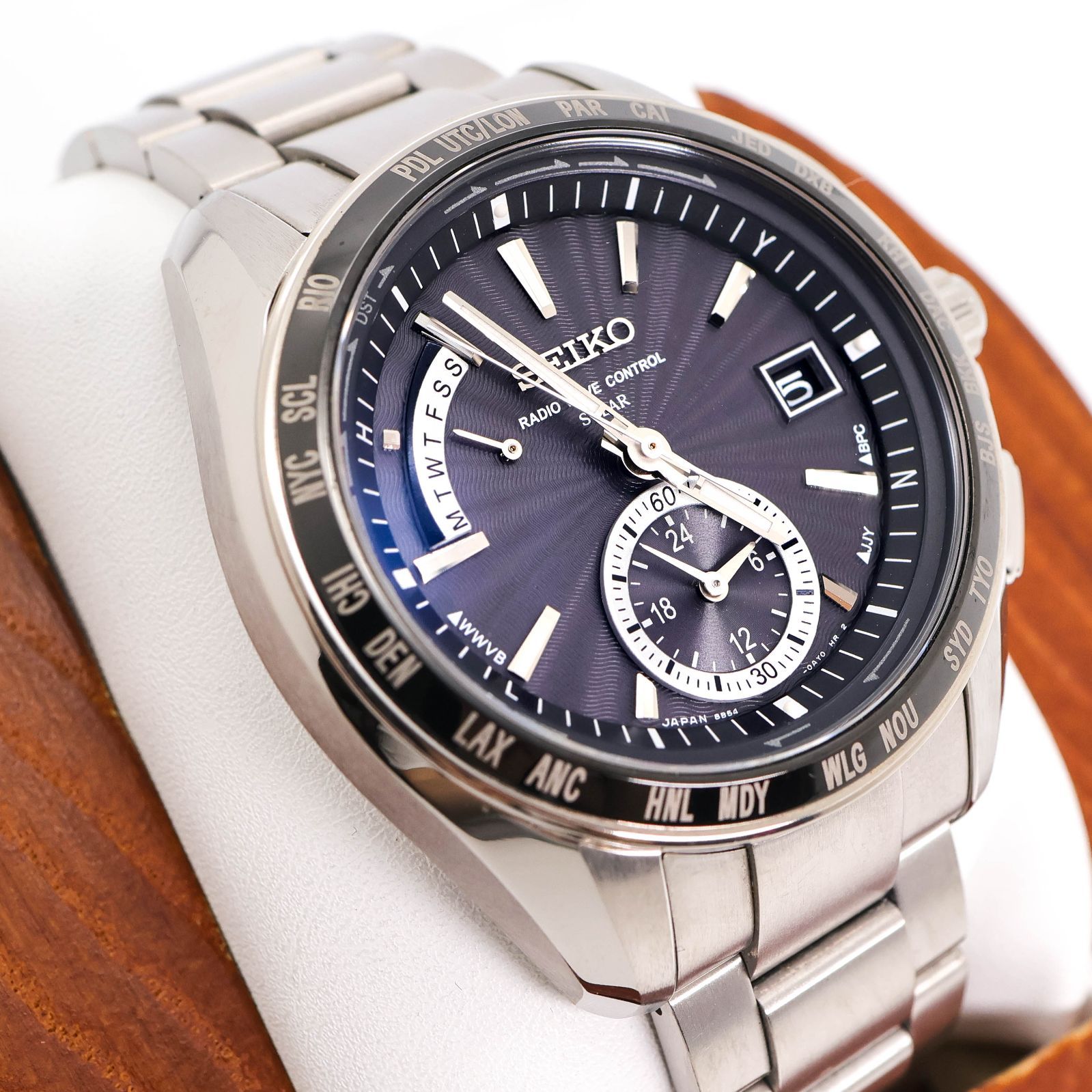 稼働 SEIKO ブライツ 腕時計 電波ソーラー チタニウム メンズ 3673