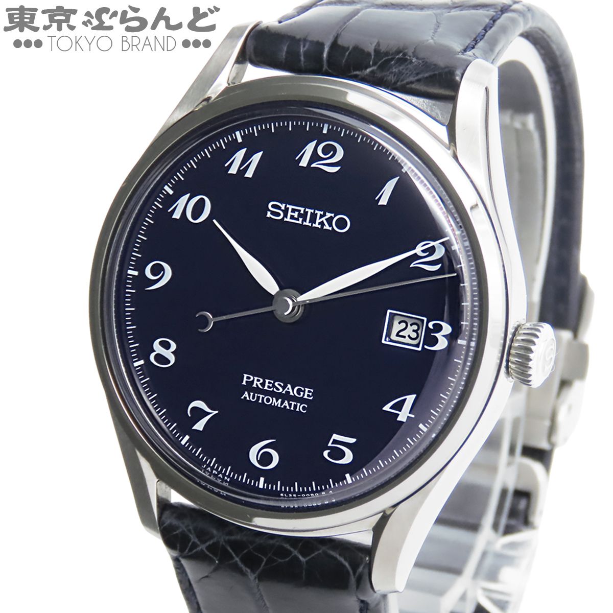 セイコー SEIKO プレザージュ SARA019/6L35-00B0 ネイビー SS レザー 琺瑯ダイヤル セイコーウォッチサロン限定 箱付 腕時計 メンズ 自動巻 101865185