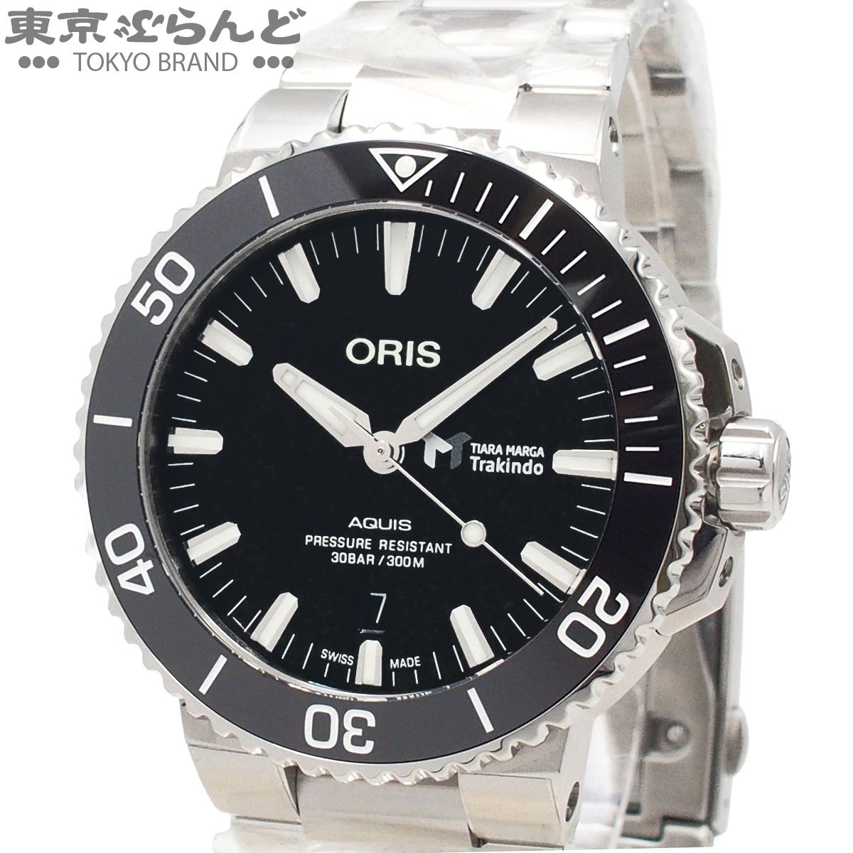 オリス ORIS アクイスデイト ティアラ・マルガ・トラキンドモデル 01.733.7730.4134 ブラック SS 保証書付き 腕時計 メンズ 自動巻 展示未使用 101865583