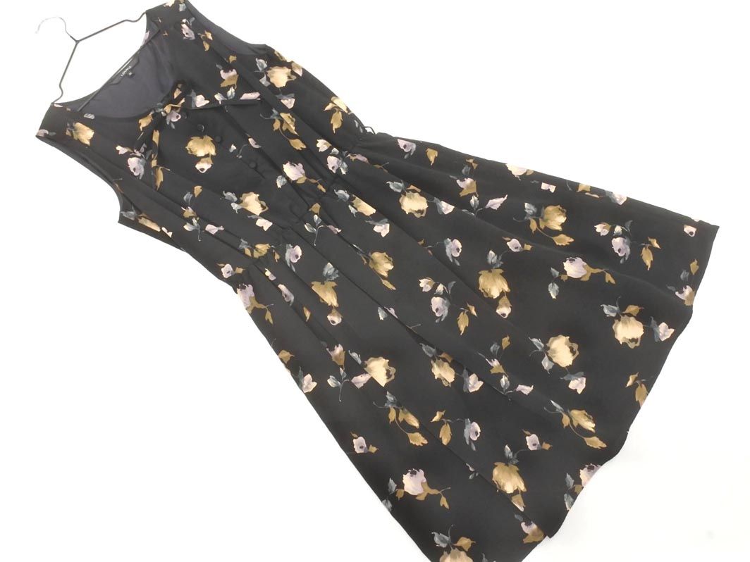 LOUNIE ルーニィ 花柄 ノースリーブ ワンピース size40/黒 