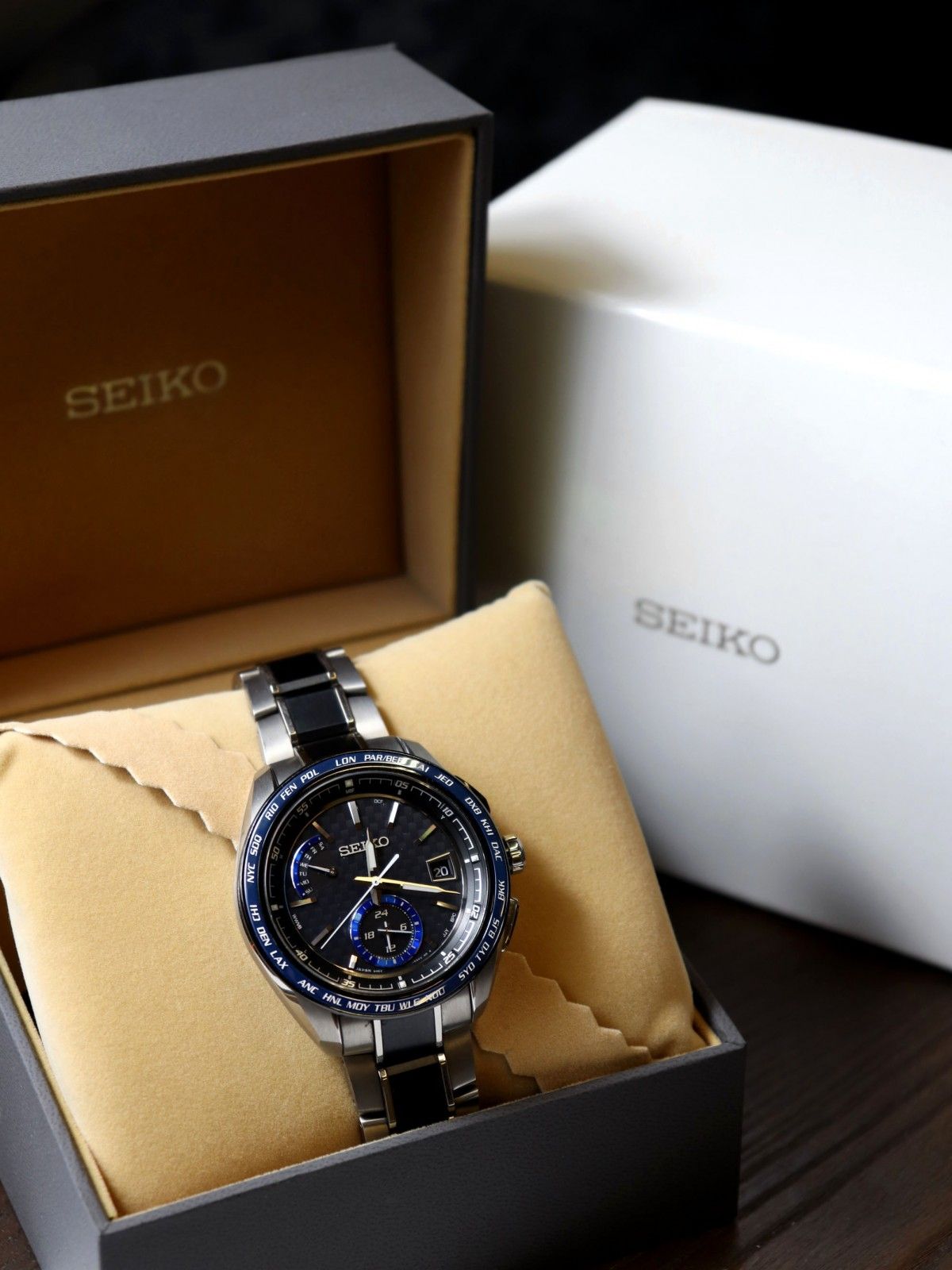 SEIKO セイコー 腕時計 ブライツ SAGA261/8B63ｰ0AN0 デイデイト ソーラー電波 チタン ブラック ネイビー ブランド