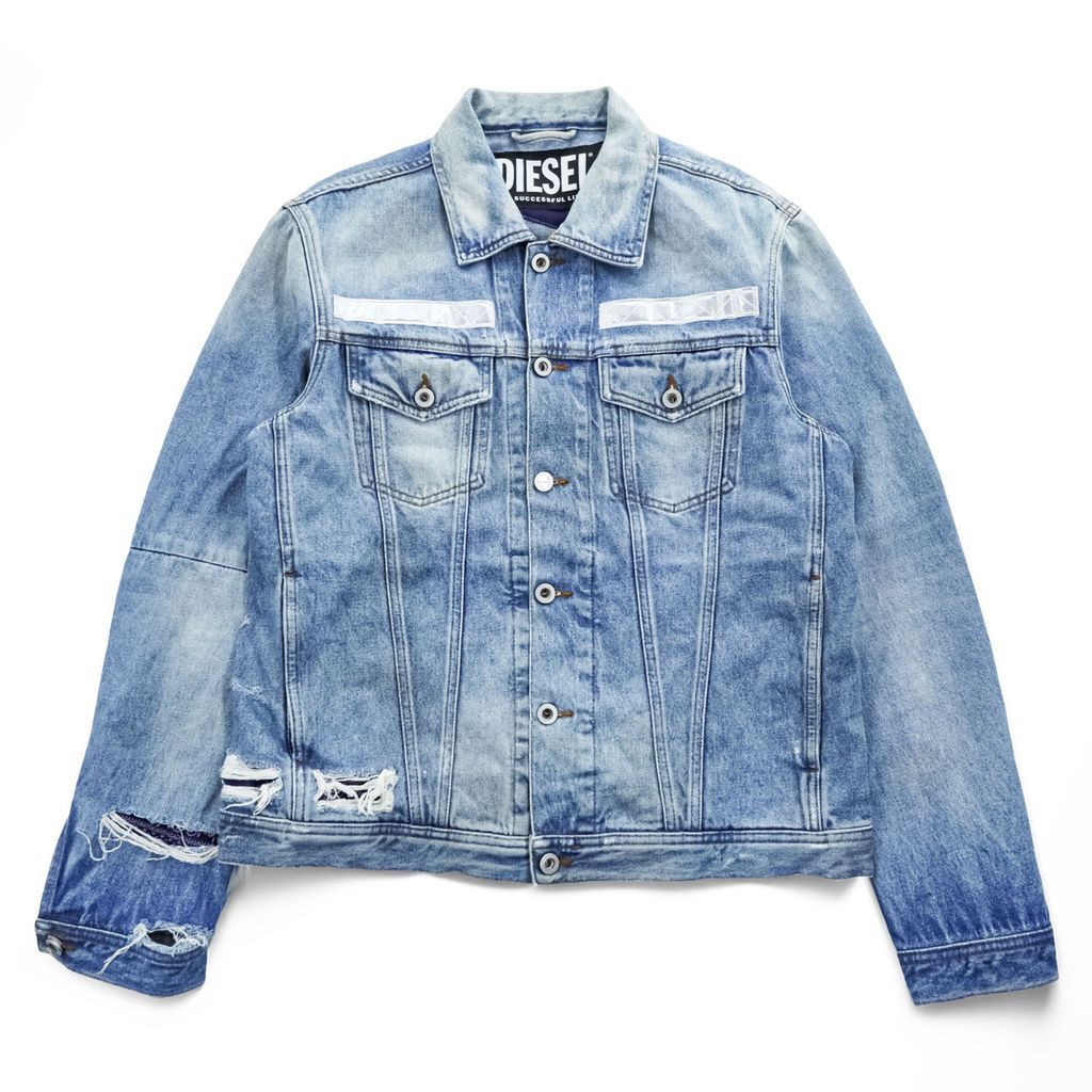DIESEL デニムジャケット Gジャン L ブルー NHILL-TM ダメージ加工