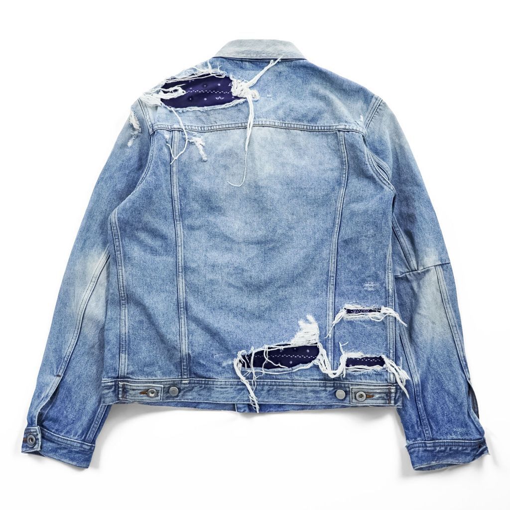 DIESEL デニムジャケット Gジャン L ブルー NHILL-TM ダメージ加工