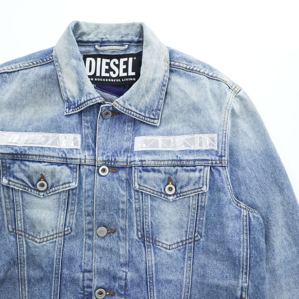 DIESEL デニムジャケット Gジャン L ブルー NHILL-TM ダメージ加工