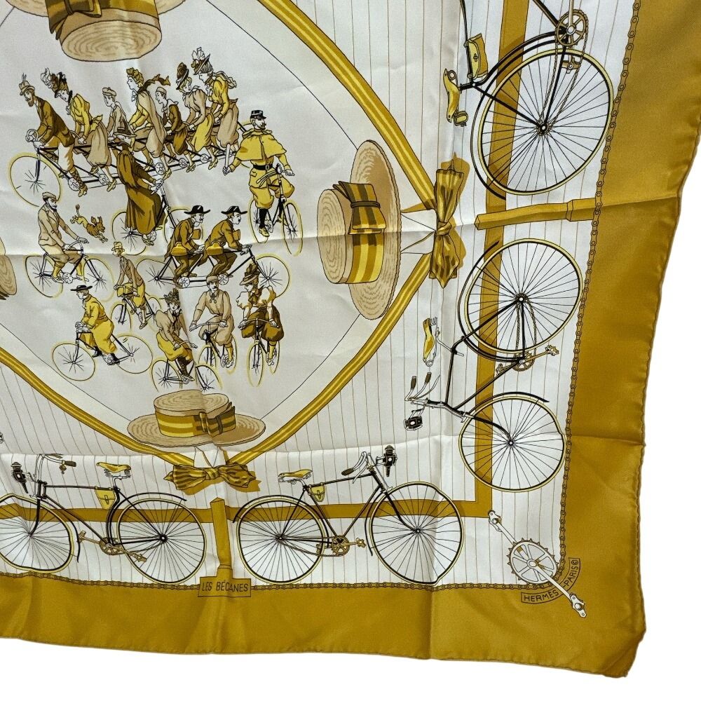 未使用　HERMES カレ90 LES BECANES エルメス カレ90 LES BECANES 自転車 スカーフ - メルカリ