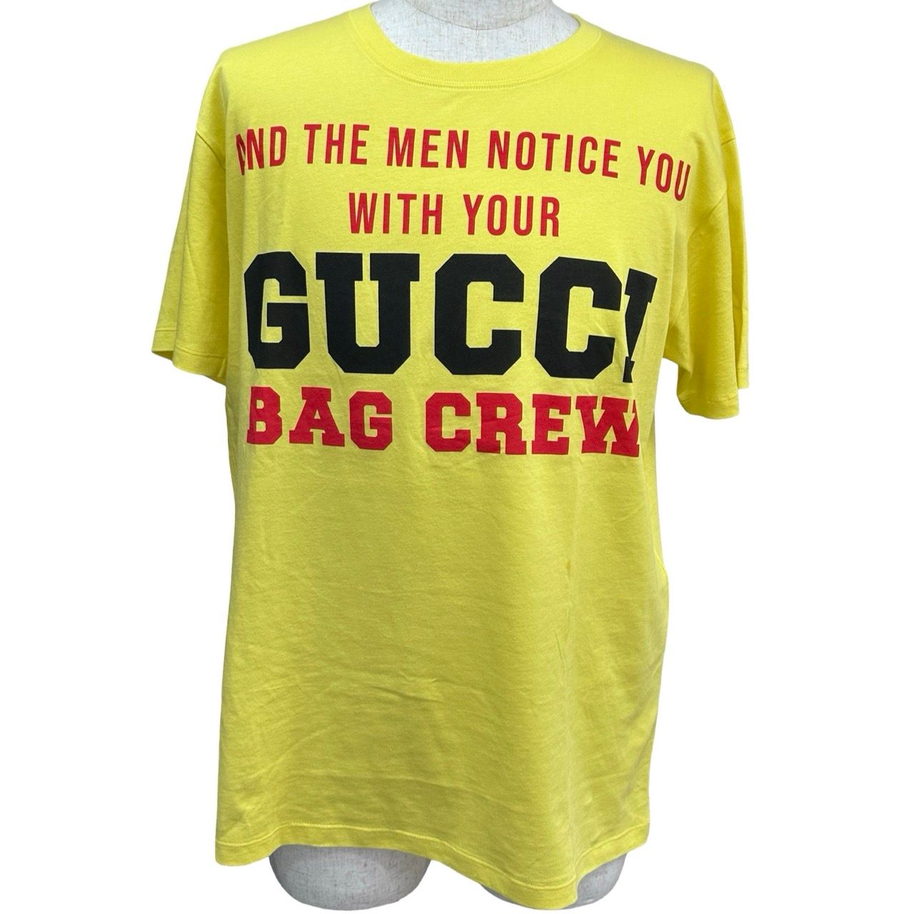 グッチ GUCCI ロゴプリントTシャツ 615044 イエロー コットン メンズ 