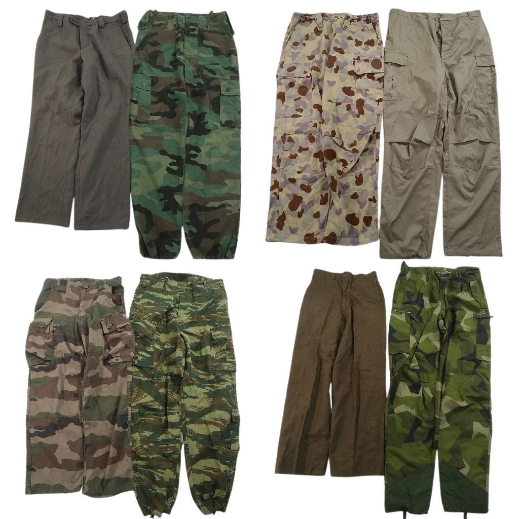 古着卸 まとめ売り ユーロミリタリー パンツMIX 8枚セット ( メンズ ) スプリンターカモ カーゴ ワイド 中古 古着 NF2548