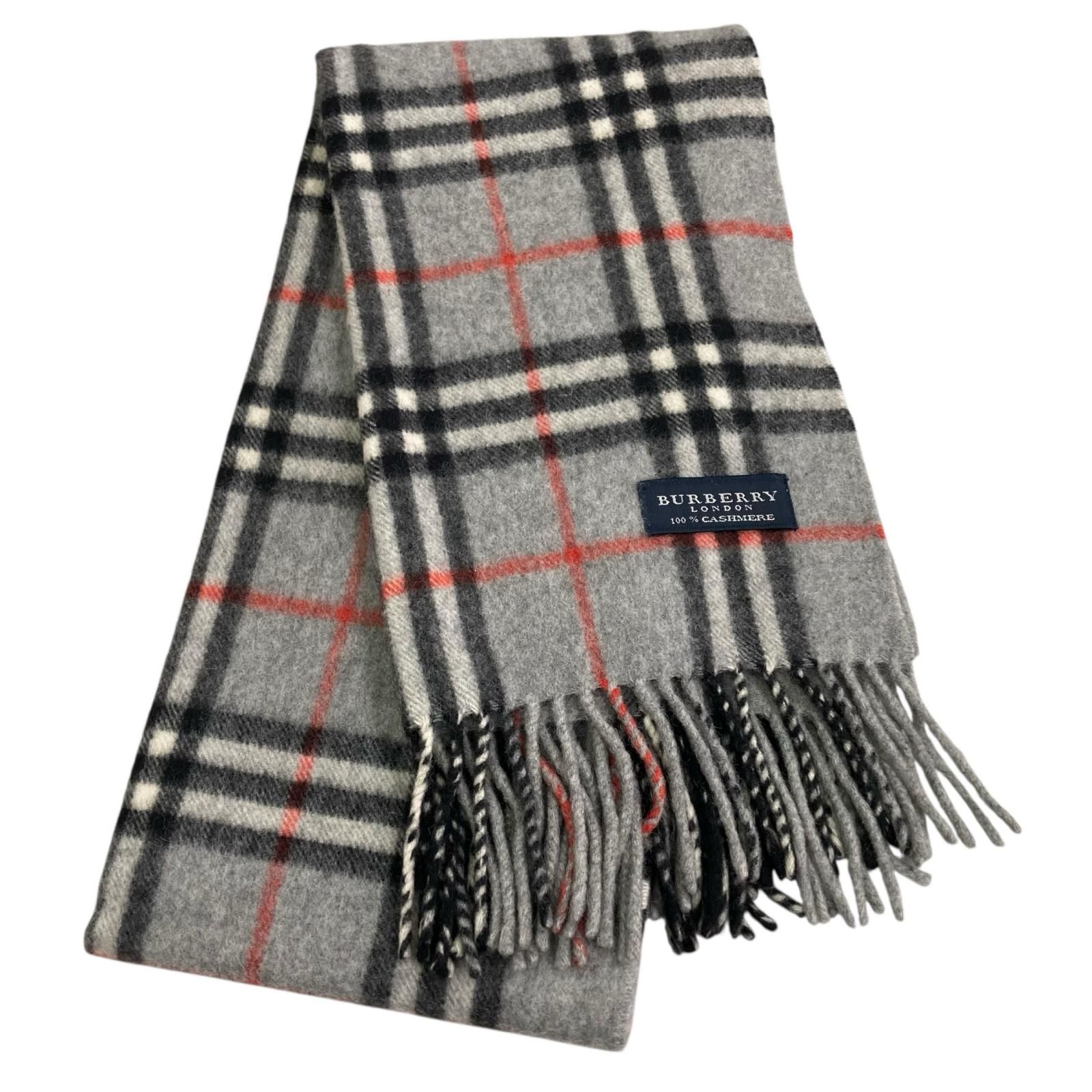 186005 現状品 BURBERRY バーバリー カシミヤマフラー グレー - メルカリ