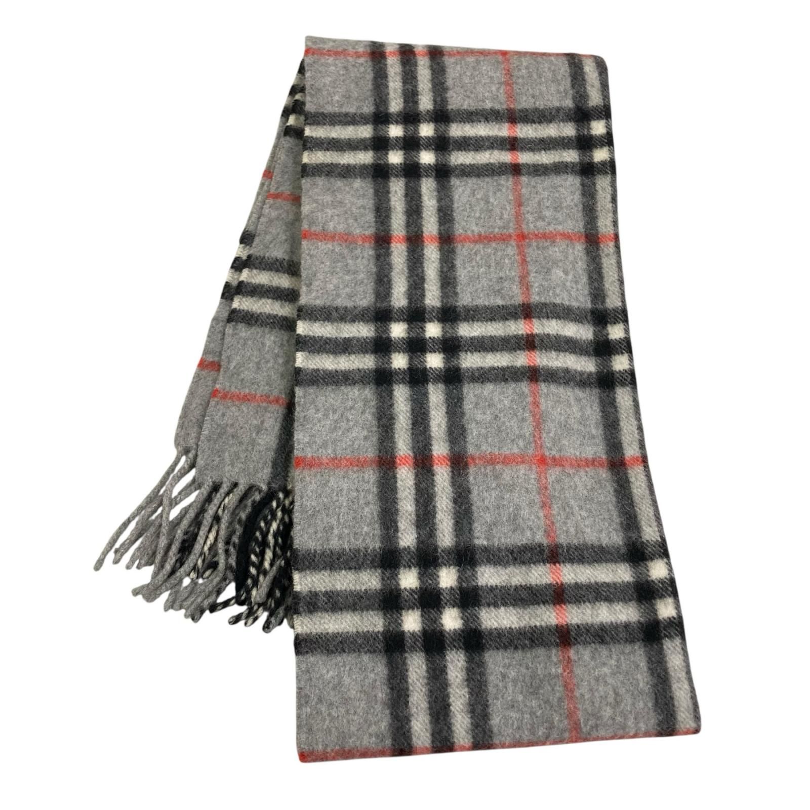 186005 現状品 BURBERRY バーバリー カシミヤマフラー グレー - メルカリ