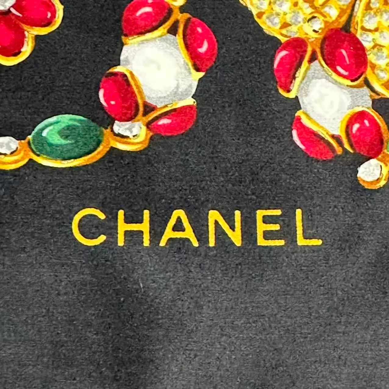 ヴィンテージ 美品 CHANEL シャネル スカーフ シルク 宝石花柄 マルチ