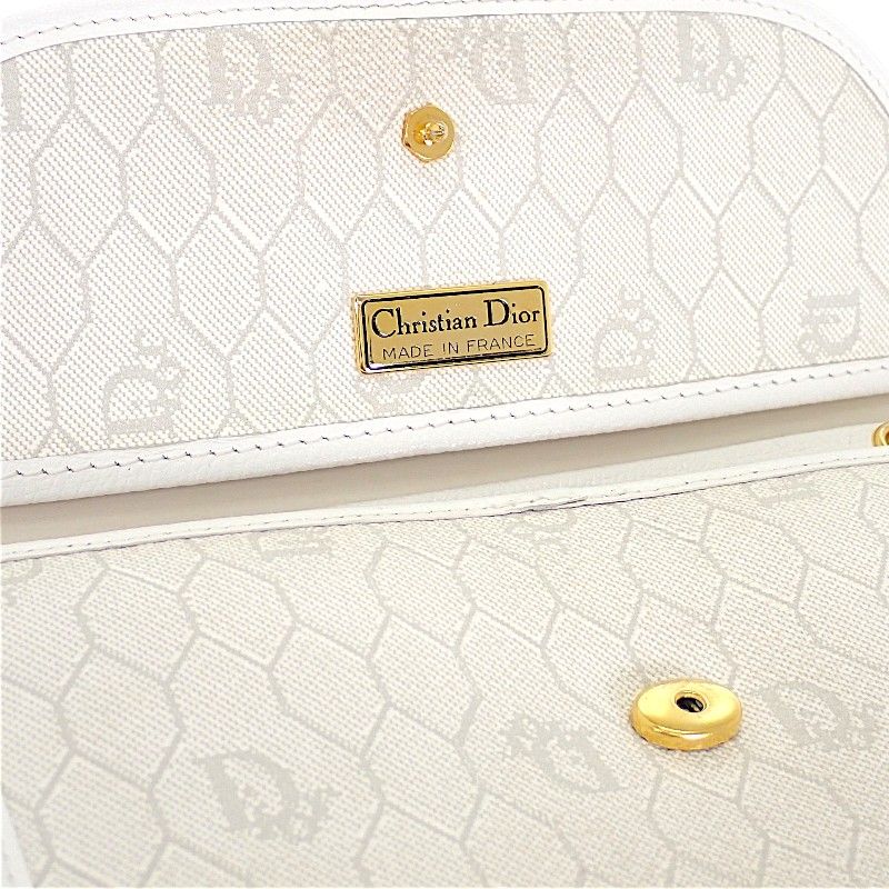 ディオール Dior チェーン ショルダーバッグ PVC レザー ホワイト 白