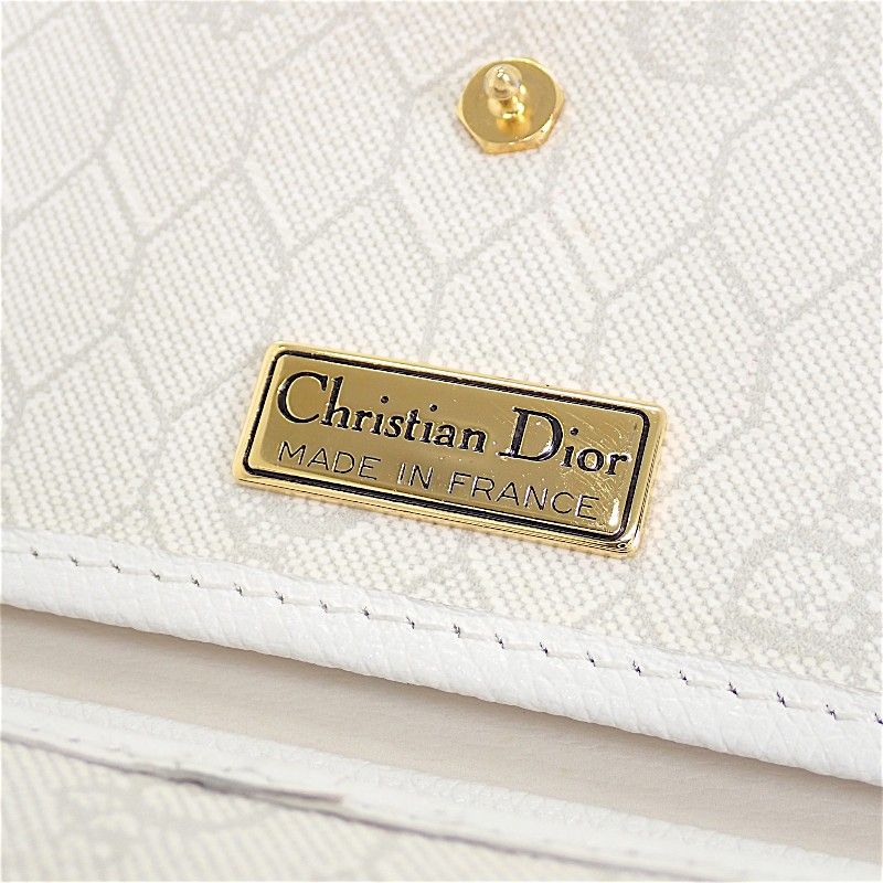 ディオール Dior チェーン ショルダーバッグ PVC レザー ホワイト 白