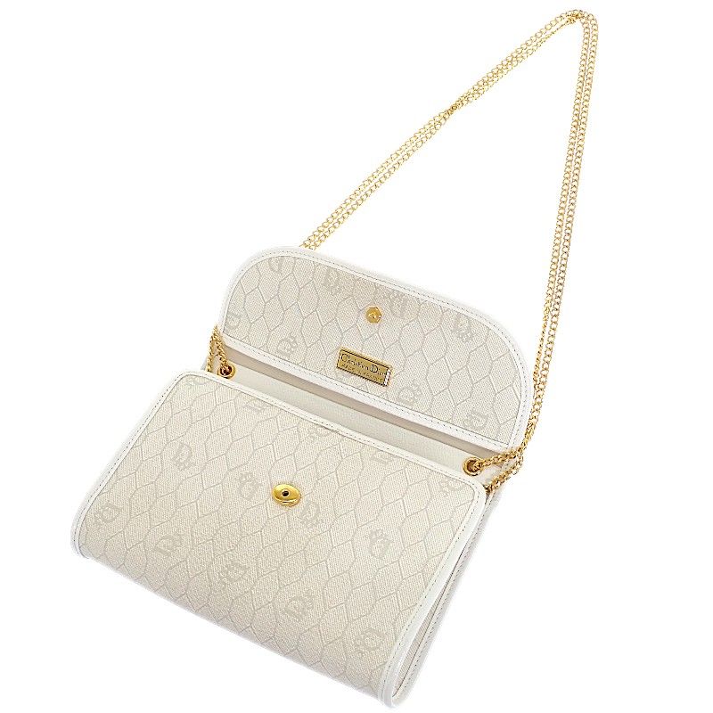 ディオール Dior チェーン ショルダーバッグ PVC レザー ホワイト 白