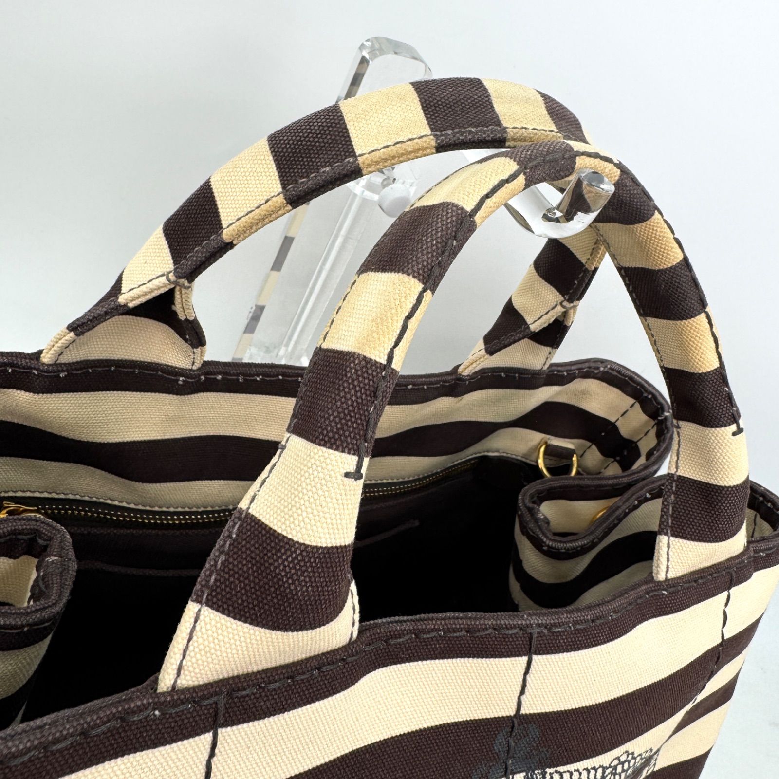 PRADA カナパ トートバッグ 2WAY Mサイズ ブラウン アイボリー - メルカリ