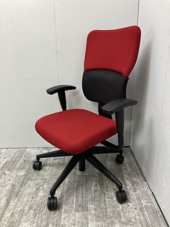 【中古品】スチールケース レッツビーチェア 可動肘付レッツビーチェア LBA-3SM レッド