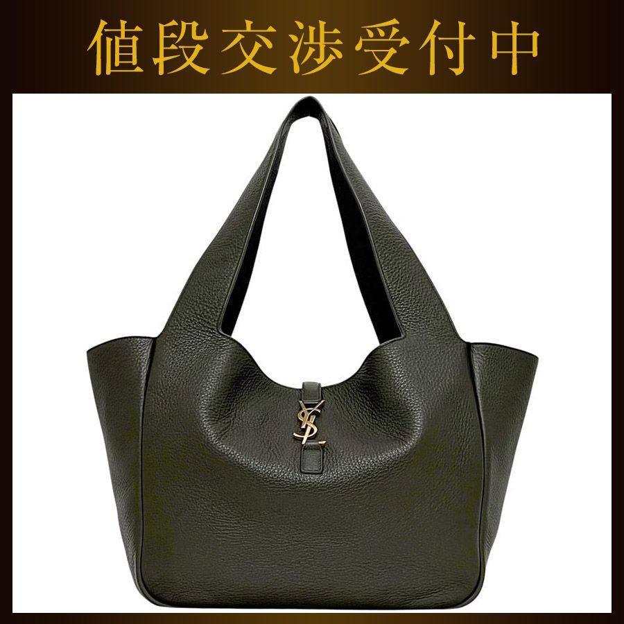 サンローラン トートバッグ サンカセット LE 5 A 7 BEA カーキグリーン GNR7 63435 1223 美品 YSL レザー 中古 SAINT LAURENT PARIS