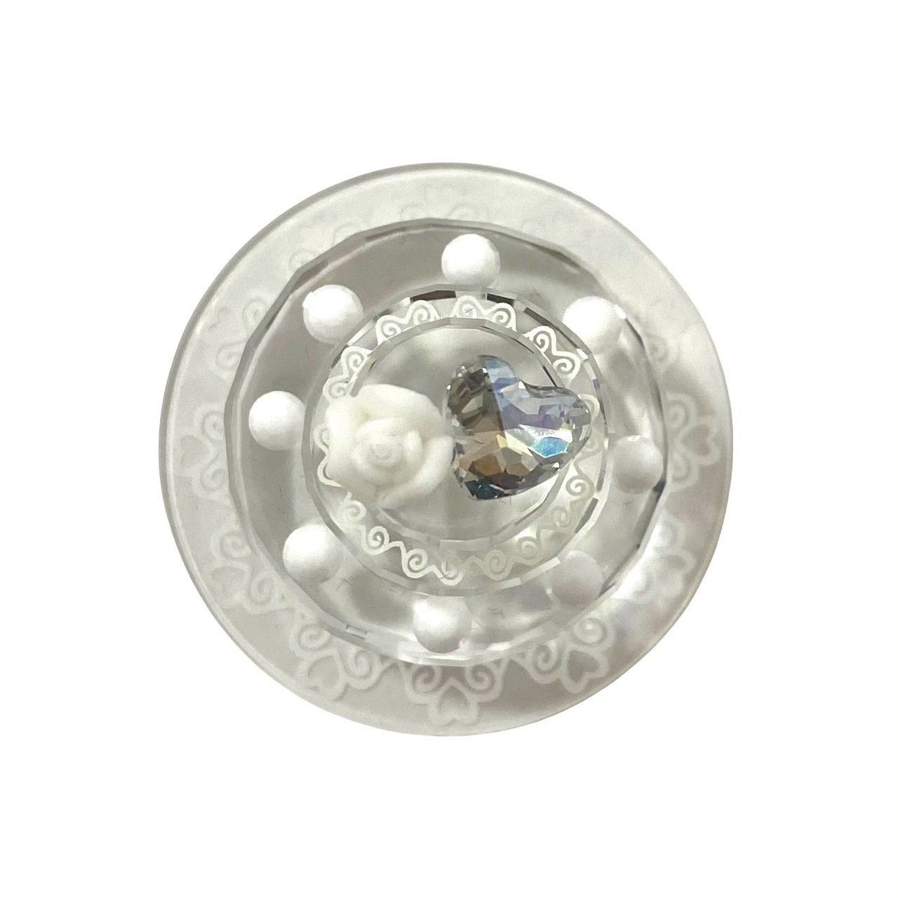 Y【SWAROVSKI】ウェディングケーキ クリスタル ハート ホワイトローズ