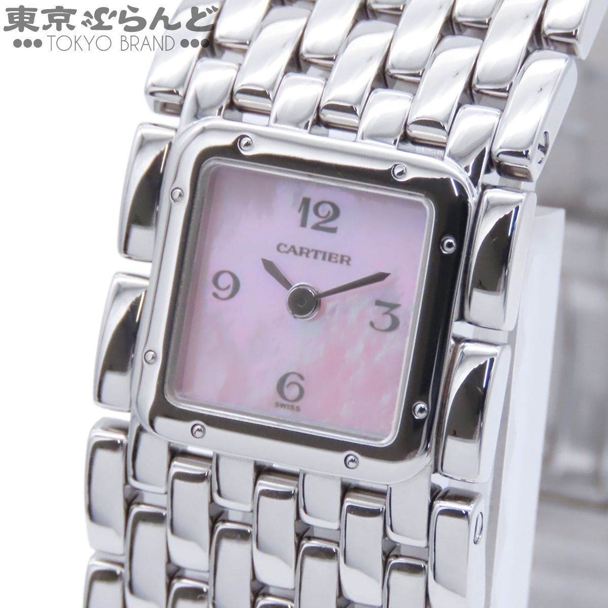 カルティエ CARTIER パンテール リュバン LM W61003T9 ピンクシェル SS シェル シェル文字盤 腕時計 レディース クォーツ 電池交換 仕上済 101857062 165,000円