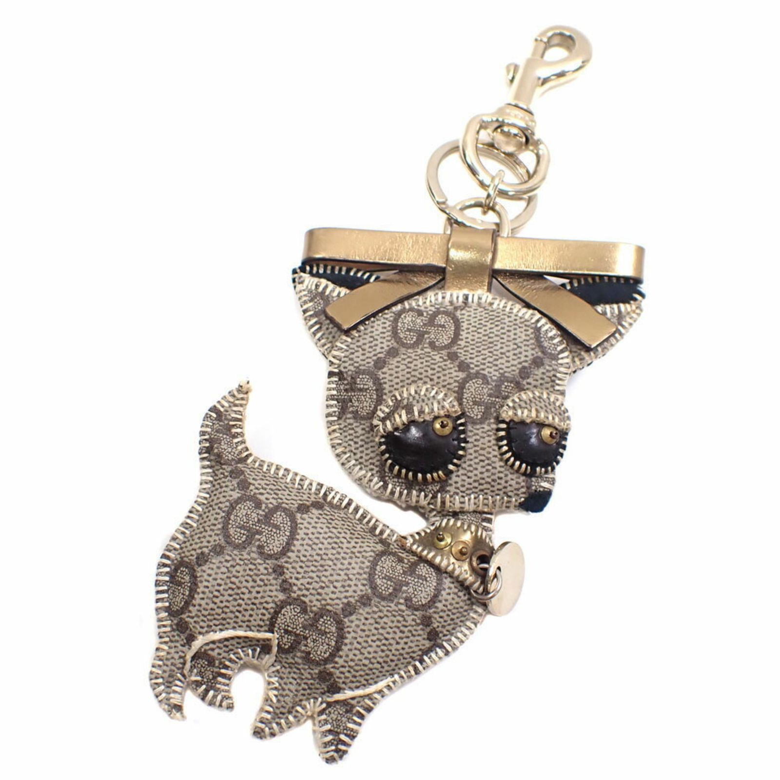 グッチ(Gucci) グッチ グッチョリ チワワ バッグチャーム GGプラス レディース ベージュ PVCコーティングキャンバス 206081 犬 キーホルダー