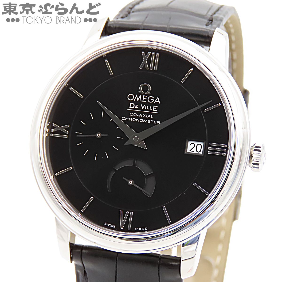 オメガ OMEGA デヴィル 424.13.40.21.01.001 ブラック SS アリゲーター プレステージ コーアクシャル パワーリザーブ 箱・保証書付き 腕時計 メンズ 自動巻 101865509