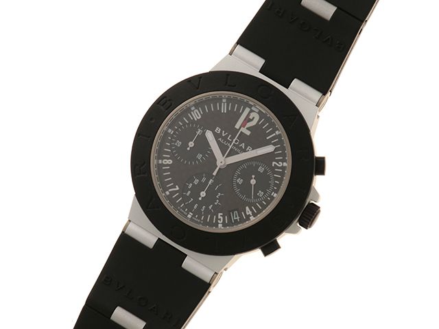 BVLGARI ブルガリ ウォッチ アルミニウム クロノ　【205】 時計 AC38TA 腕時計 ラバー/アルミニウム ブラック -刻印 ユニセックス【中古】