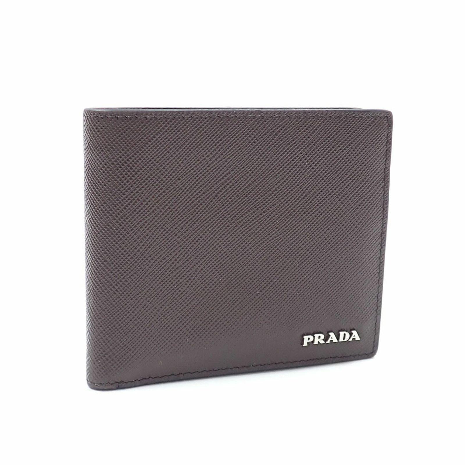 プラダ(Prada) プラダ 二つ折り 財布 レディース ダークブラウン ネイビー サフィアーノレザー